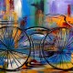 Quadro decorativo pintado a mão tema bike, ciclismo, bicicleta medida 70x120 código 1005