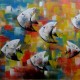 Quadro decorativo pintado a mão peixes 1A medida 50x100 cod 1052