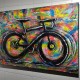 Quadro decorativo pintado a mão tema bike, ciclismo, bicicleta medida 80x120 código 1415